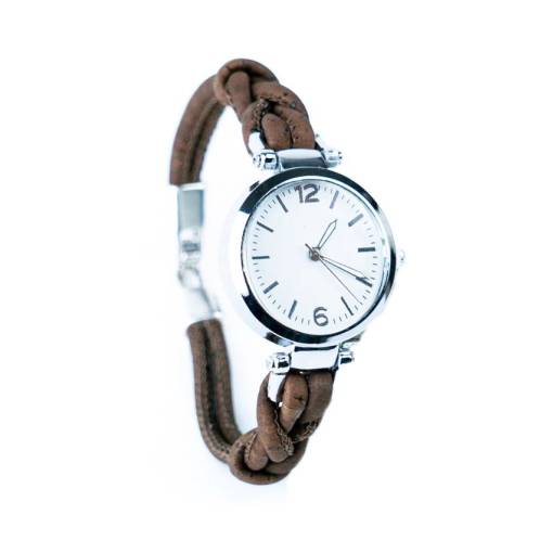 Foto - Dámské korkové hodinky eco-friendly - Splétané, hnědé